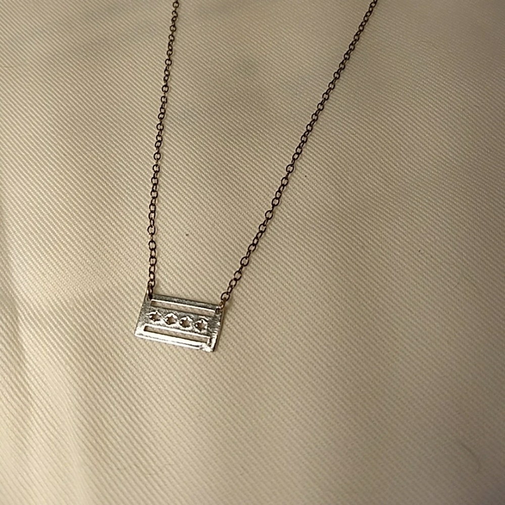 Chicago flag necklace
